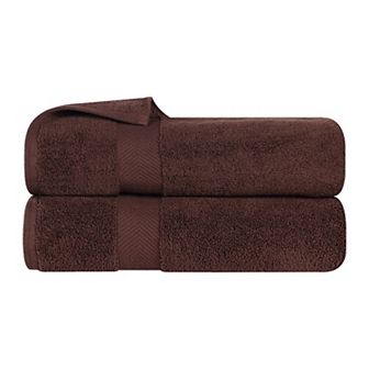 SUPERIOR 2 pc Zero Twist Cotton Solid Super Soft Absorbent Bath Towel Set