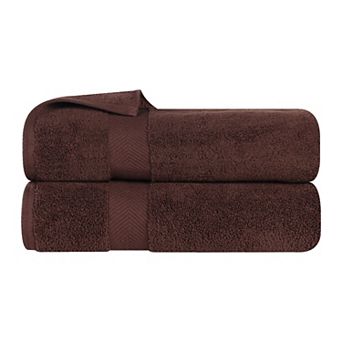 SUPERIOR 2 pc Zero Twist Cotton Solid Super Soft Absorbent Bath Towel Set