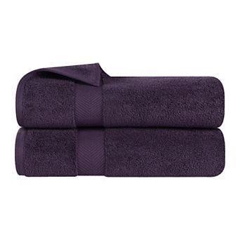 SUPERIOR 2 pc Zero Twist Cotton Solid Super Soft Absorbent Bath Towel Set