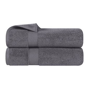 SUPERIOR 2 pc Zero Twist Cotton Solid Super Soft Absorbent Bath Towel Set