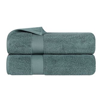 SUPERIOR 2 pc Zero Twist Cotton Solid Super Soft Absorbent Bath Towel Set