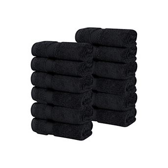 SUPERIOR 12 pc Zero Twist Cotton Solid Super Soft Absorbent Face Towel Washcloth Towel Set