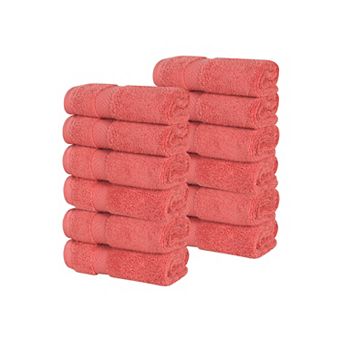 SUPERIOR 12 pc Zero Twist Cotton Solid Super Soft Absorbent Face Towel Washcloth Towel Set
