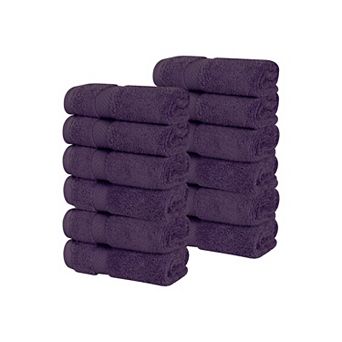SUPERIOR 12 pc Zero Twist Cotton Solid Super Soft Absorbent Face Towel Washcloth Towel Set