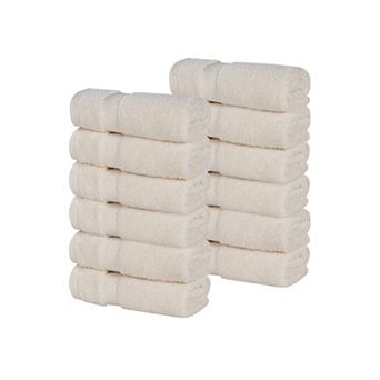 SUPERIOR 12 pc Zero Twist Cotton Solid Super Soft Absorbent Face Towel Washcloth Towel Set