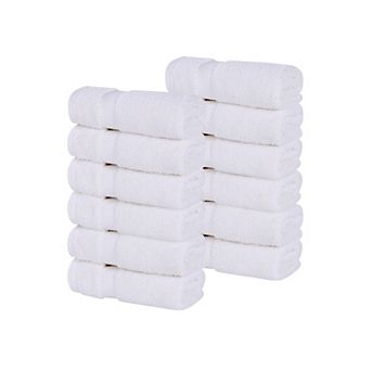 SUPERIOR 12 pc Zero Twist Cotton Solid Super Soft Absorbent Face Towel Washcloth Towel Set