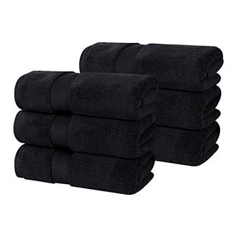 SUPERIOR 6 pc Zero Twist Cotton Solid Super Soft Absorbent Hand Towel Set