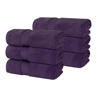 SUPERIOR 6 pc Zero Twist Cotton Solid Super Soft Absorbent Hand Towel Set