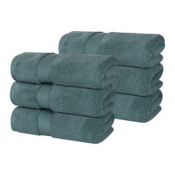 SUPERIOR 6 pc Zero Twist Cotton Solid Super Soft Absorbent Hand Towel Set
