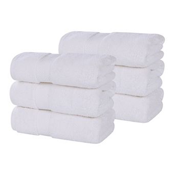 SUPERIOR 6 pc Zero Twist Cotton Solid Super Soft Absorbent Hand Towel Set