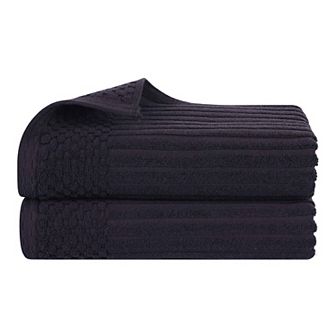 SUPERIOR 2 pc Soho Ribbed Textured Cotton Ultra-Absorbent Bath Sheet Set