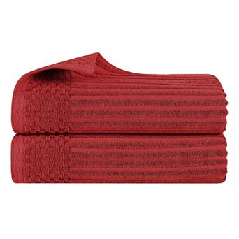 SUPERIOR 2 pc Soho Ribbed Textured Cotton Ultra-Absorbent Bath Sheet Set
