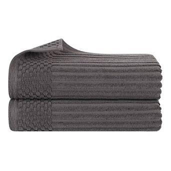 SUPERIOR 2 pc Soho Ribbed Textured Cotton Ultra-Absorbent Bath Sheet Set