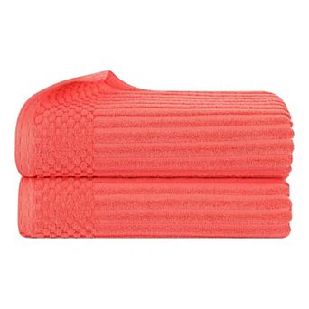 SUPERIOR 2 pc Soho Ribbed Textured Cotton Ultra-Absorbent Bath Sheet Set