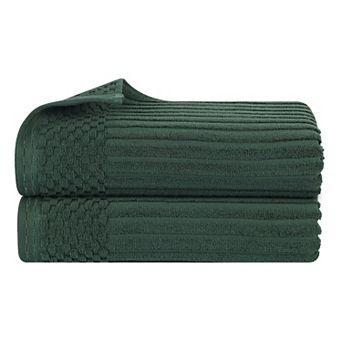 SUPERIOR 2 pc Soho Ribbed Textured Cotton Ultra-Absorbent Bath Sheet Set