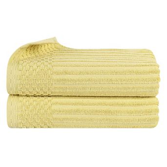 SUPERIOR 2 pc Soho Ribbed Textured Cotton Ultra-Absorbent Bath Sheet Set
