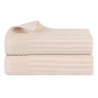 SUPERIOR 2 pc Soho Ribbed Textured Cotton Ultra-Absorbent Bath Sheet Set