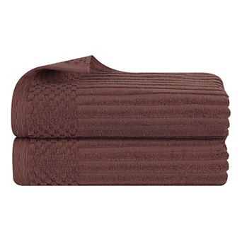 SUPERIOR 2 pc Soho Ribbed Textured Cotton Ultra-Absorbent Bath Sheet Set