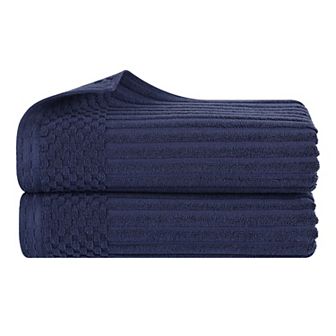 SUPERIOR 2 pc Soho Ribbed Textured Cotton Ultra-Absorbent Bath Sheet Set