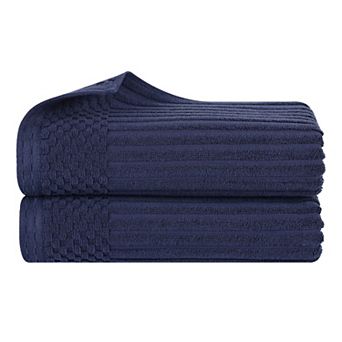 SUPERIOR 2 pc Soho Ribbed Textured Cotton Ultra-Absorbent Bath Sheet Set