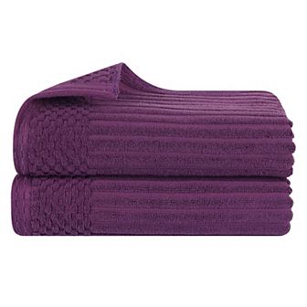 SUPERIOR 2 pc Soho Ribbed Textured Cotton Ultra-Absorbent Bath Sheet Set