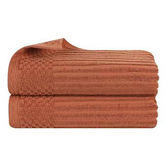 SUPERIOR 2 pc Soho Ribbed Textured Cotton Ultra-Absorbent Bath Sheet Set