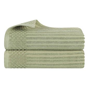 SUPERIOR 2 pc Soho Ribbed Textured Cotton Ultra-Absorbent Bath Sheet Set
