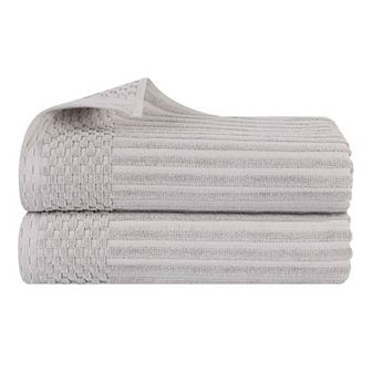 SUPERIOR 2 pc Soho Ribbed Textured Cotton Ultra-Absorbent Bath Sheet Set