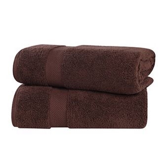 SUPERIOR 2 pc Zero Twist Cotton Solid Super Soft Absorbent Bath Sheet Set