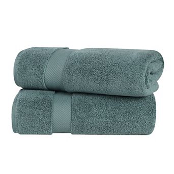 SUPERIOR 2 pc Zero Twist Cotton Solid Super Soft Absorbent Bath Sheet Set