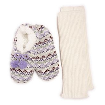 Women's MUK LUKS Ballerina Slippers and Leg Warmer Set