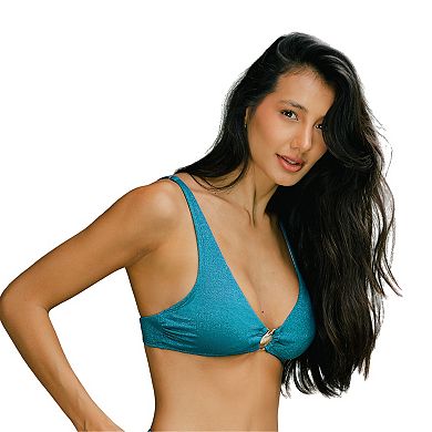 Women's Cupshe Sparking Lurex V-Neck O-Ring Bikini Top