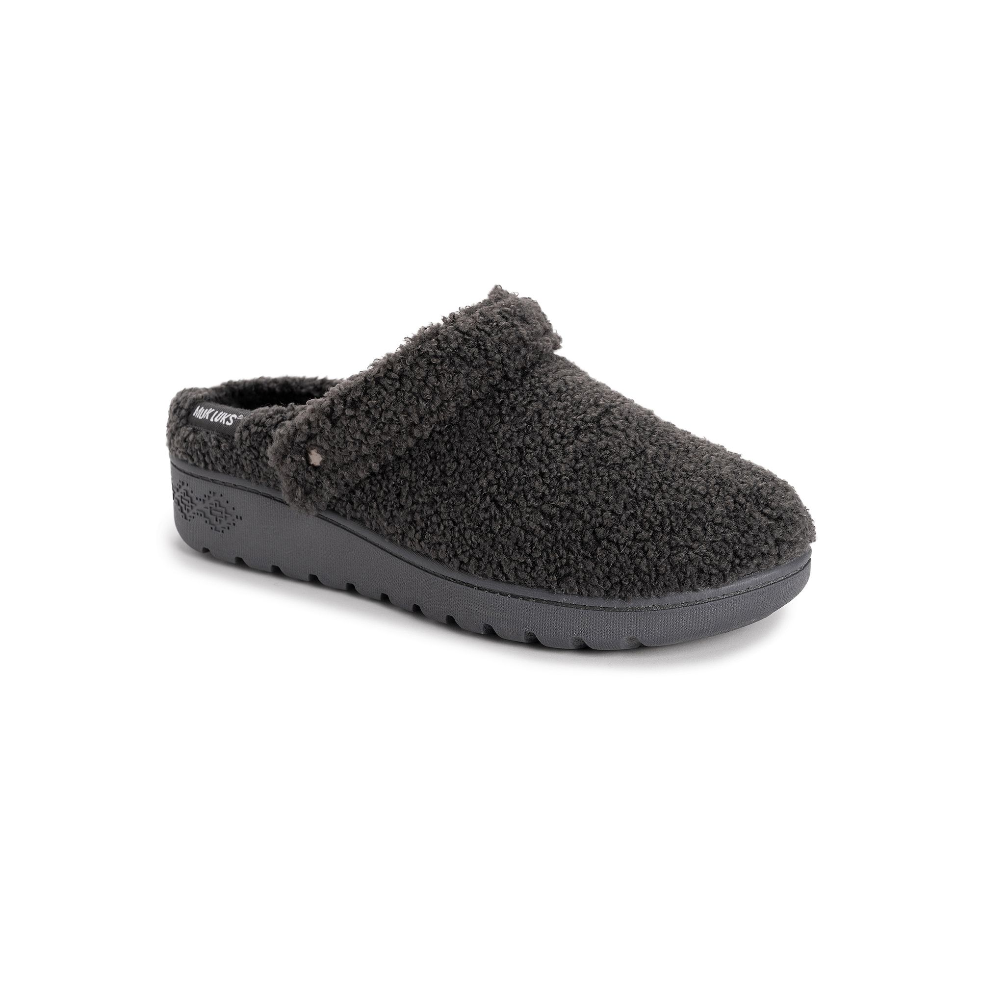 MUK LUKS Quianna Lara Dark Gray Womens Clogs, Size: Small, Dark Gray Curly