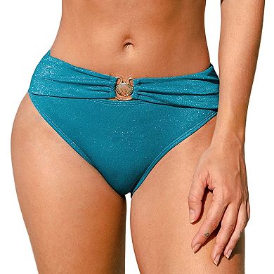 Women's Cupshe Sparking Lurex Mid Hipster Bikini Bottoms