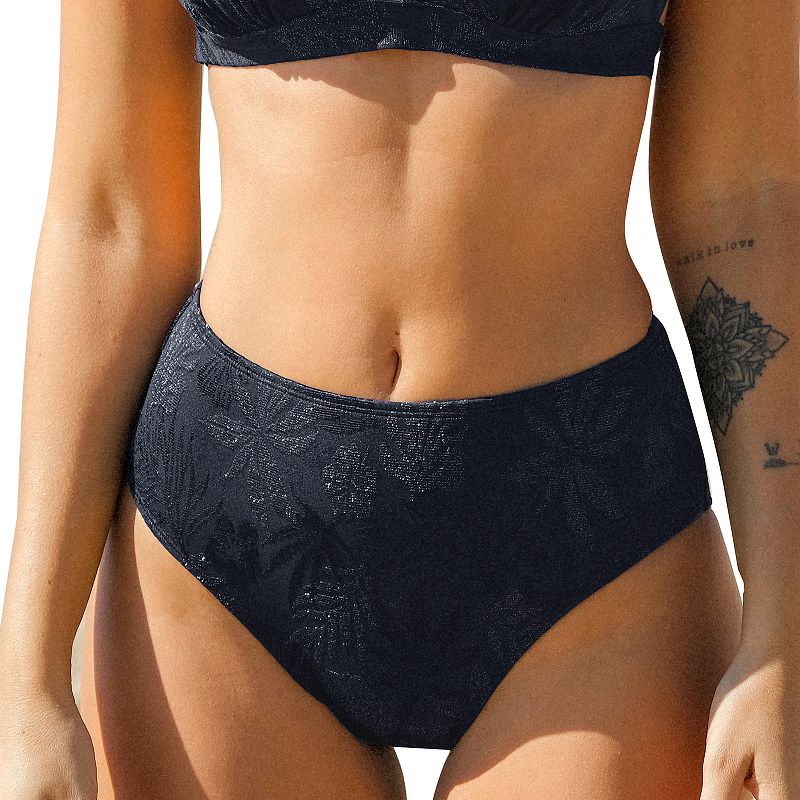 Women's Cupshe Mid-Rise Retro Hipster Bikini Bottoms, Size: Medium, Blue Shine