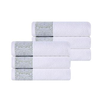 SUPERIOR 6 pc Medallion Cotton Jacquard Textured Hand Towel Set