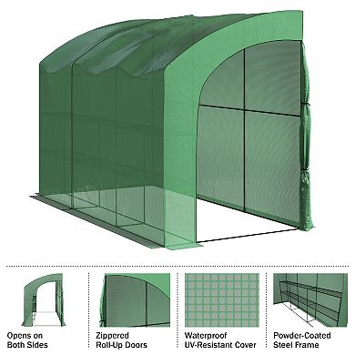 Home Complete Lean-To Greenhouse 10' x 5' x 7' Walk-In Green House with Roll, Up Zippered Doors & 6 Shelves