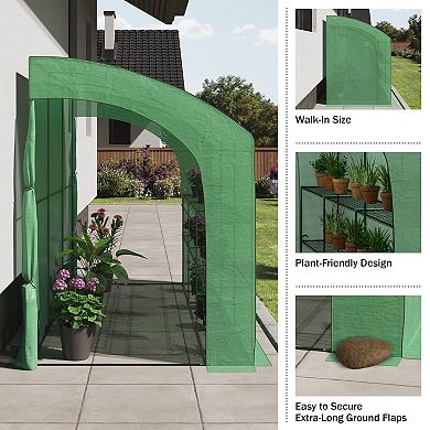 Home Complete Lean-To Greenhouse 10' x 5' x 7' Walk-In Green House with Roll, Up Zippered Doors & 6 Shelves