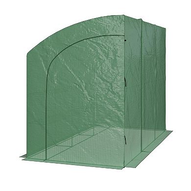 Home Complete Lean-To Greenhouse 10' x 5' x 7' Walk-In Green House with Roll, Up Zippered Doors & 6 Shelves