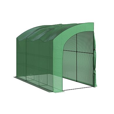 Home Complete Lean-To Greenhouse 10' x 5' x 7' Walk-In Green House with Roll, Up Zippered Doors & 6 Shelves