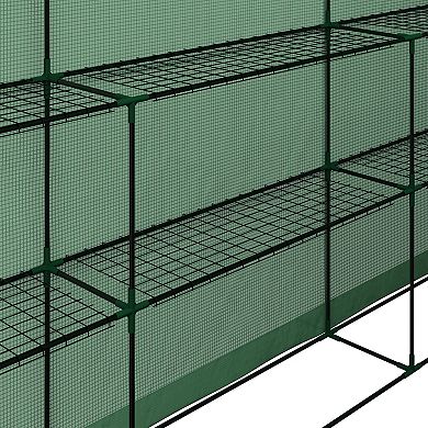 Home Complete Lean-To Greenhouse 10' x 5' x 7' Walk-In Green House with Roll, Up Zippered Doors & 6 Shelves