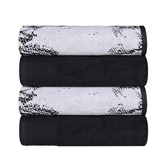 SUPERIOR 4 pc Cotton Medium Weight Marble Solid Jacquard Bath Towel Set
