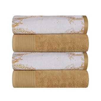 SUPERIOR 4 pc Cotton Medium Weight Marble Solid Jacquard Bath Towel Set