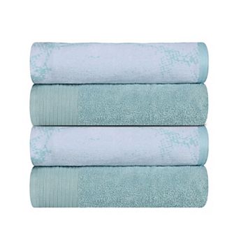 SUPERIOR 4 pc Cotton Medium Weight Marble Solid Jacquard Bath Towel Set
