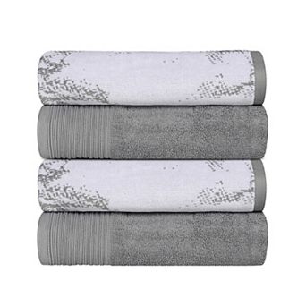 SUPERIOR 4 pc Cotton Medium Weight Marble Solid Jacquard Bath Towel Set
