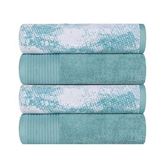 SUPERIOR 4 pc Cotton Medium Weight Marble Solid Jacquard Bath Towel Set