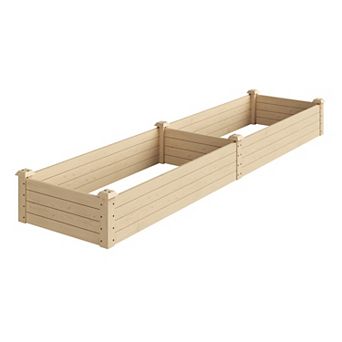 Home Complete Raised Garden Bed 8' x 2' Wood Planter Box with Open Bottom Elevated Flower Bed