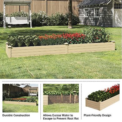 Home Complete Raised Garden Bed 8' x 2' Wood Planter Box with Open Bottom Elevated Flower Bed