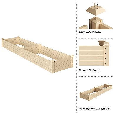 Home Complete Raised Garden Bed 8' x 2' Wood Planter Box with Open Bottom Elevated Flower Bed