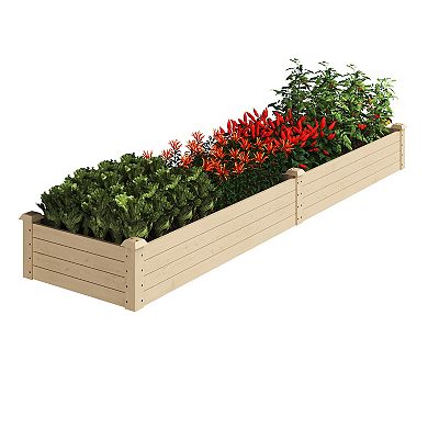 Home Complete Raised Garden Bed 8' x 2' Wood Planter Box with Open Bottom Elevated Flower Bed